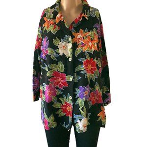 In Encore Size M Hawaiian Print 3/4 Sleeve Shirt